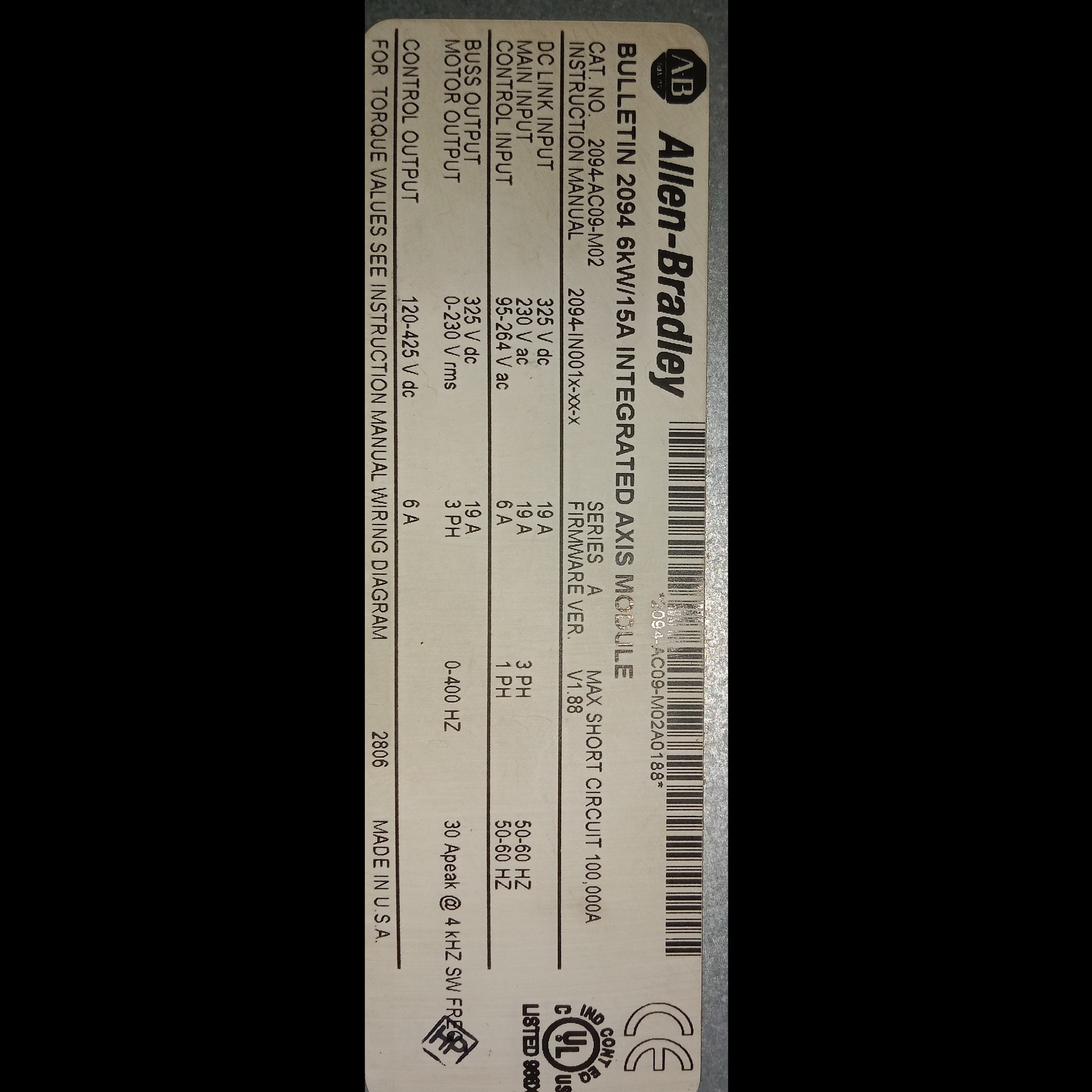 Allen Bradleyby Servo Drive 2094-ac09-m02