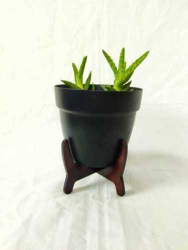 Metal Pot With Wooden Stand