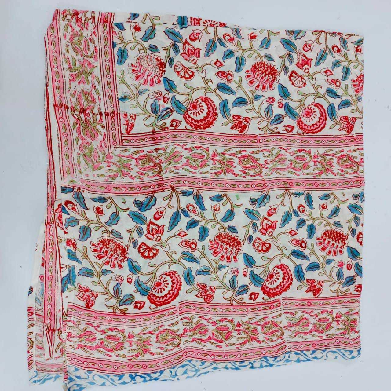 Flower Hand Printed Cotton - 44x100 Handmade Dupatta | All Colors, Women's Casual Wear, Natural Cotton, Hand Block Printed Design