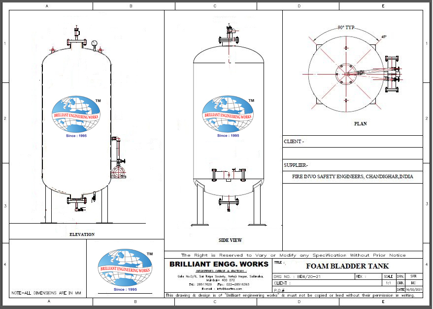 Foam Bladder Tank - Application: For Fire