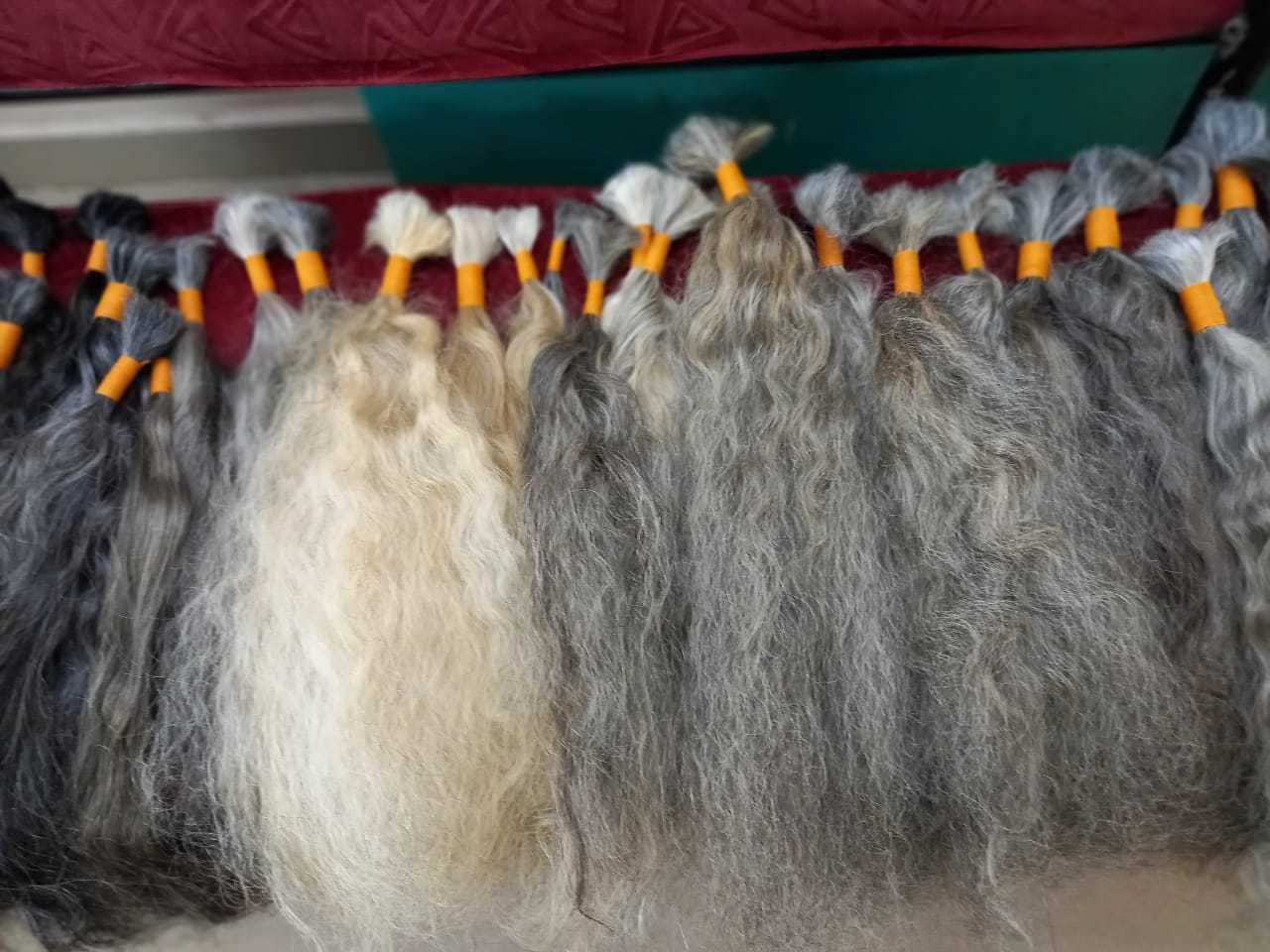 Natural Gray Grey Single Donor Indian Temples Unprocessed Human Hair Length: 8 - 40 Inch (In)