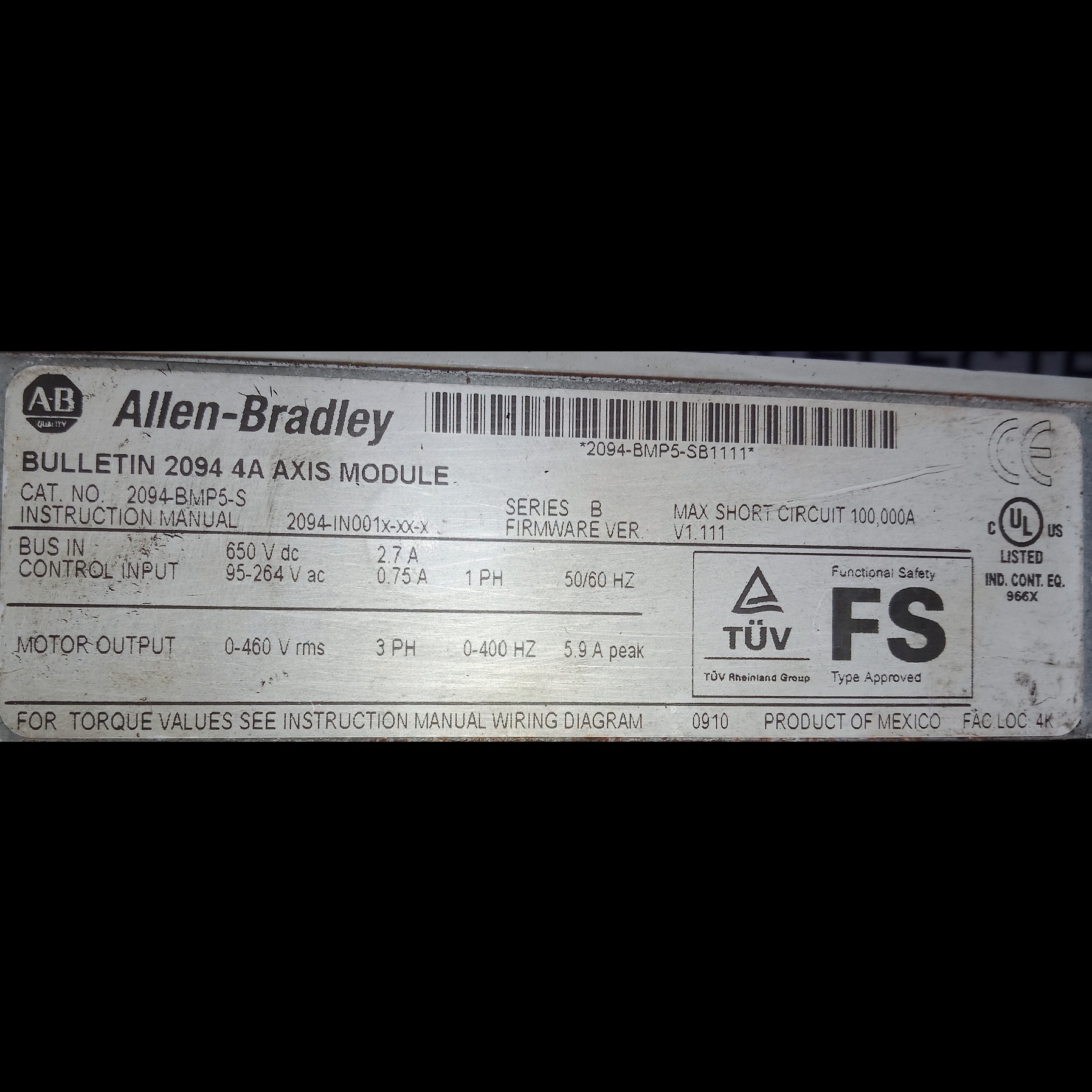 Allen Bradley Servo Drive 2094-bmp5-s