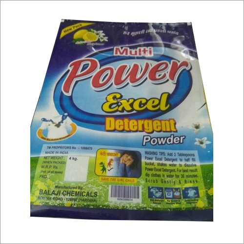Detergent Powder Packaging Pouches - Plastic Material, Different Sizes Available, Multicolor Finish | Suitable For Chemical Industrial Use
