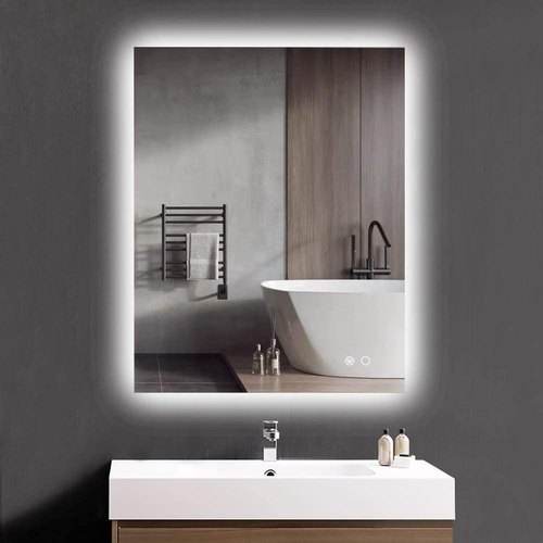 Aluminum Frame Rectangle 3 Color Led Copper Free Bathroom Mirror With Defogger And Dimmable Touch Switch