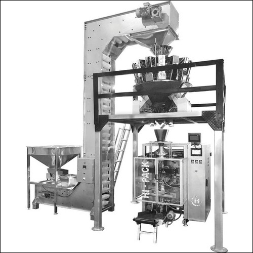 Snacks Packing Machine - Heat Sealable Laminate, 2100x2000x4000 mm, Silver | 10/14 Heads, Automatic, Weigh Filler, 50-60 Pouches/Min, 7.5 kW/hr Motor