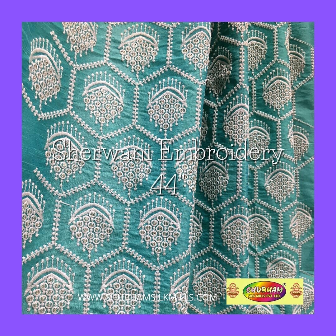 Sherwani Embroidery Fabric - Dupion 44 Inches Wide, 100 Cm Length | Washable, Multipurpose Use, Embroidered Texture, Various Designs Available