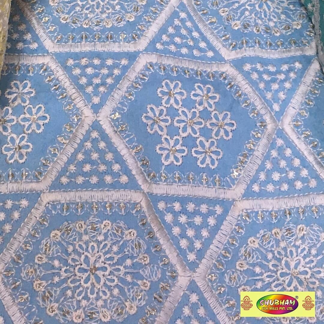 Sherwani Embroidery Fabric - Dupion 44 Inches Wide, 100 Cm Length | Washable, Multipurpose Use, Embroidered Texture, Various Designs Available