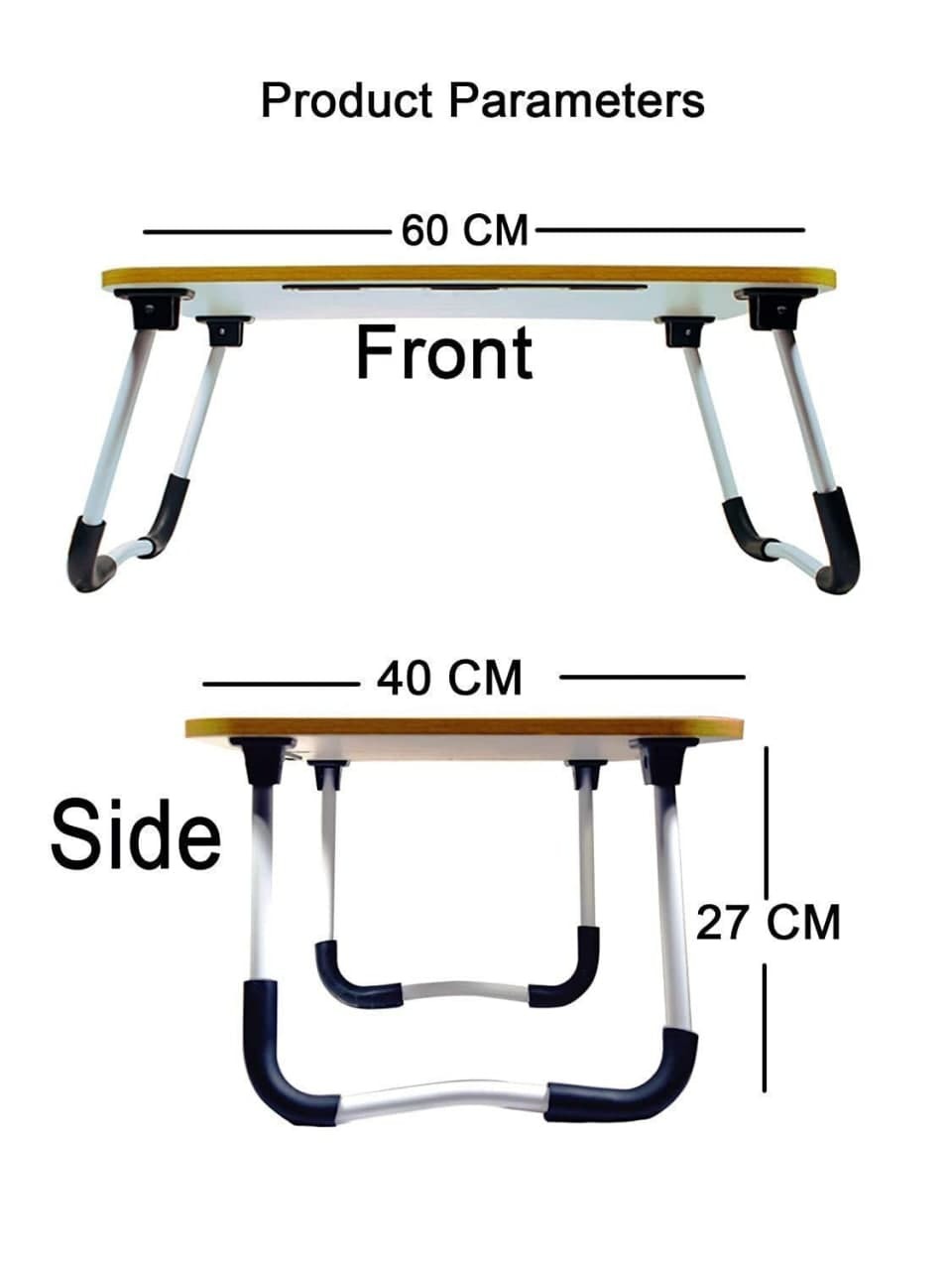 Brown Cartoon Laptop Table - Engineered Wood Top, 60x40x28 Cm, Brown Multicolor Cartoon Print | Foldable Anti-slip Legs, Portable, Waterproof, Stain-resistant Surface