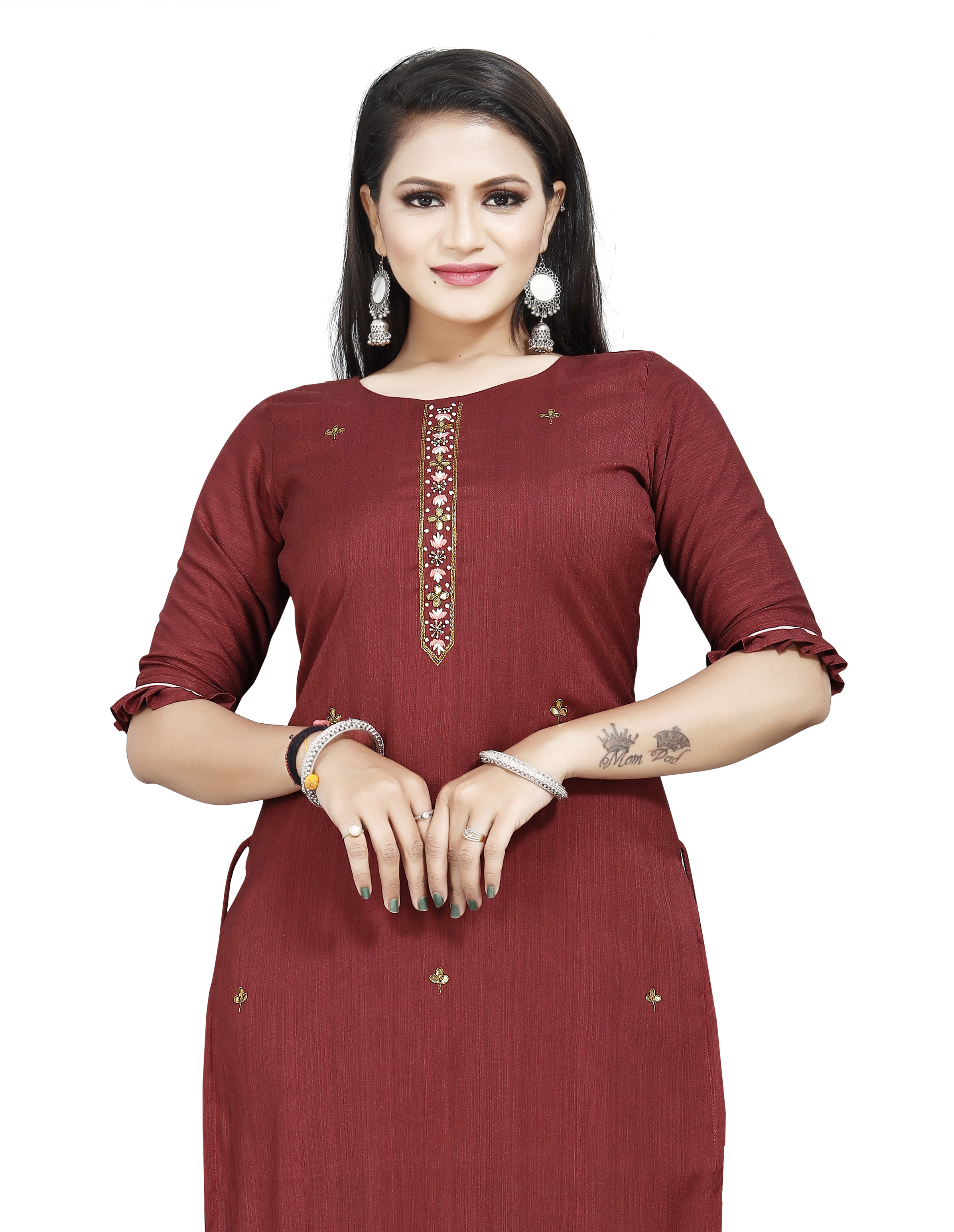 Multi Color Designer Kurti Mahendi Colour