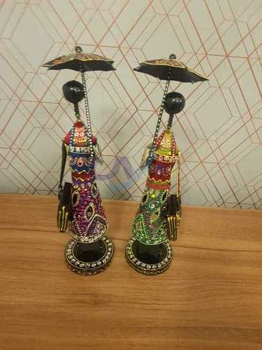 Umbrella Lady Set Of 2, Table Top Home Decorative Items - Color: Multicolor