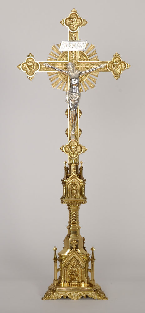 Brass Altar Cross With Jesus