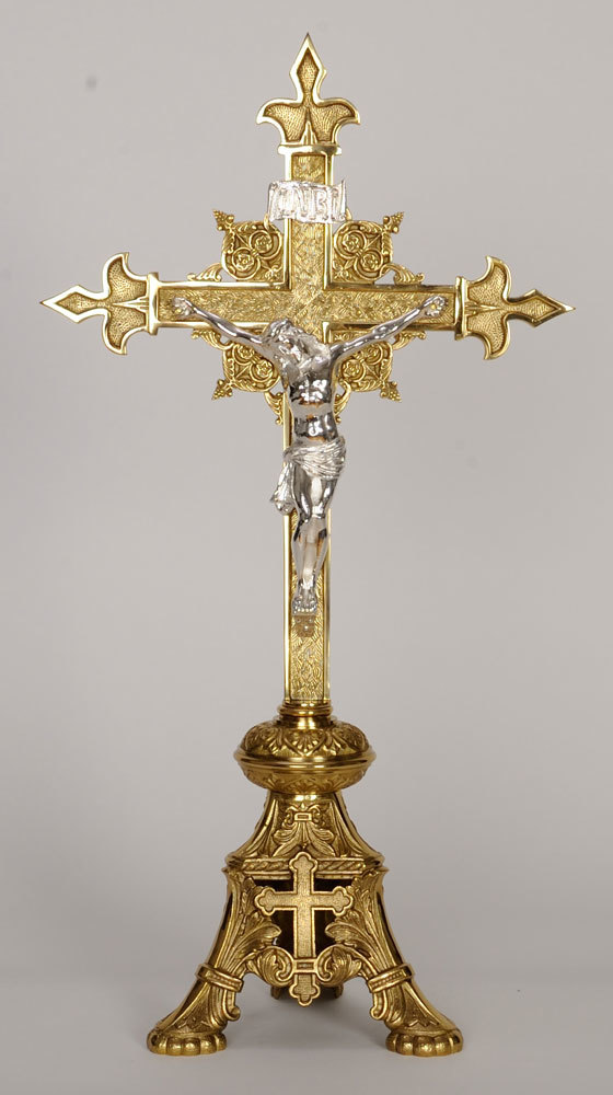 Brass Altar Cross With Jesus