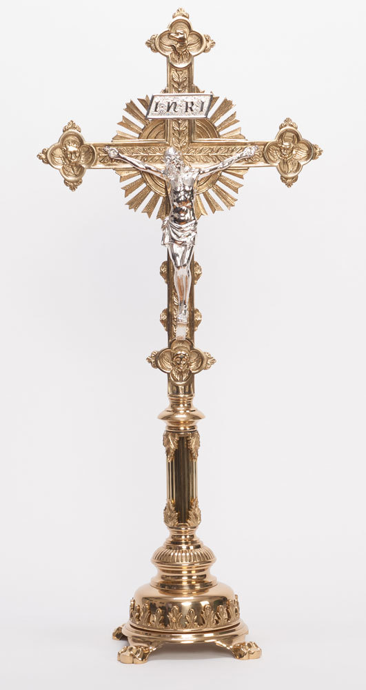 Brass Church Shaped Altar Table Cross