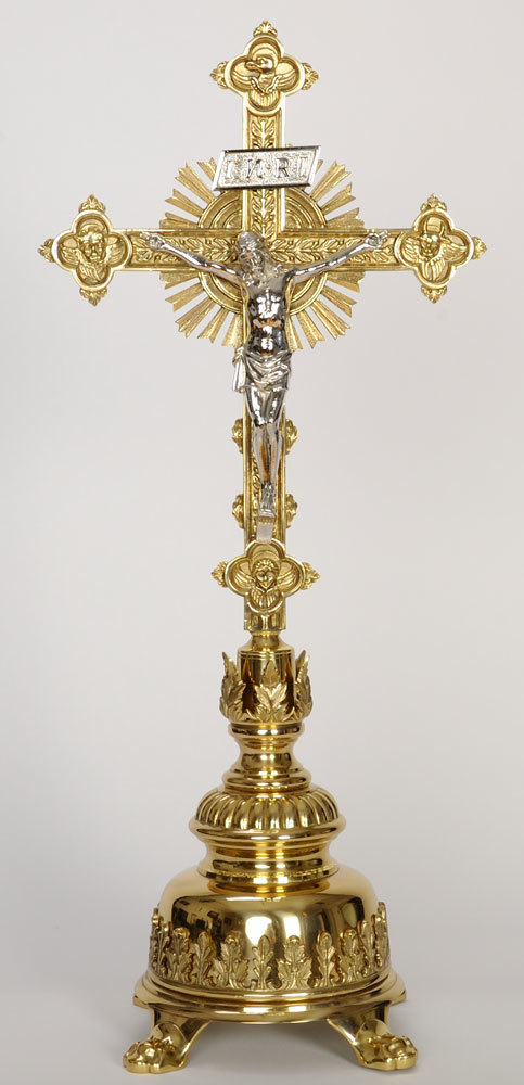 Brass Church Shaped Altar Table Cross