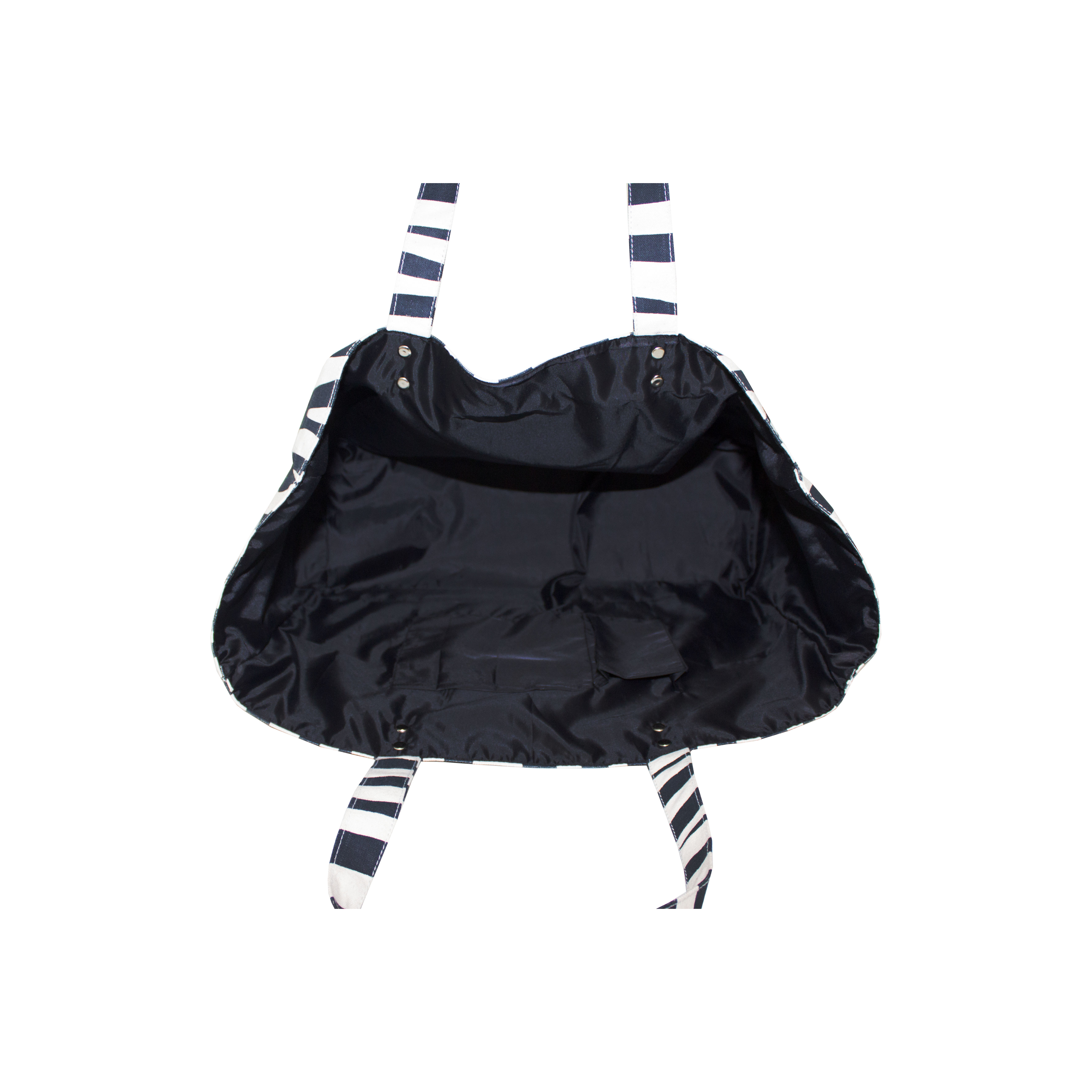 Natural Canvas Shopping Bag - 12 Oz, 31x43x15 Cm, Eco-friendly Zebra Print, Reusable With Pockets, Open Top, Canvas Handle