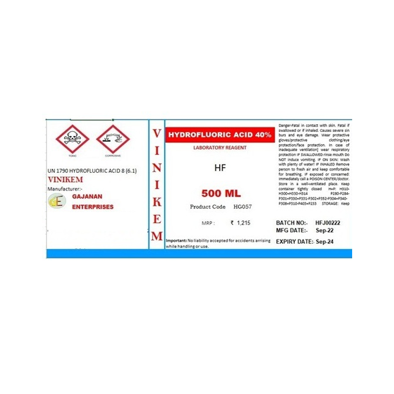 Hydrofluoric Acid - Cas No: 7664-39-3