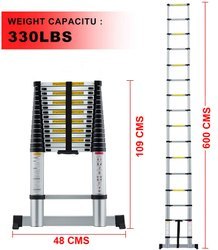 Aluminum Step Ladder - 19.5 Feet (6.0 Meter) | Silver Finish, 150 Kg Load Capacity, 1.6-inch Stepping Thickness, 1 Year Warranty
