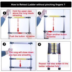 Silver 6.5 Ft (2.0 Meter) Portable Aluminum Telescopic Extension Ladder With 7 Steps