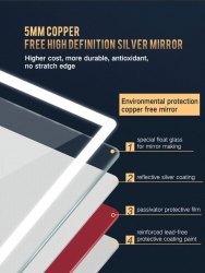 Warm Led Copper Free Bathroom Makeup Mirror With Defogger & Dimmable Touch Switch