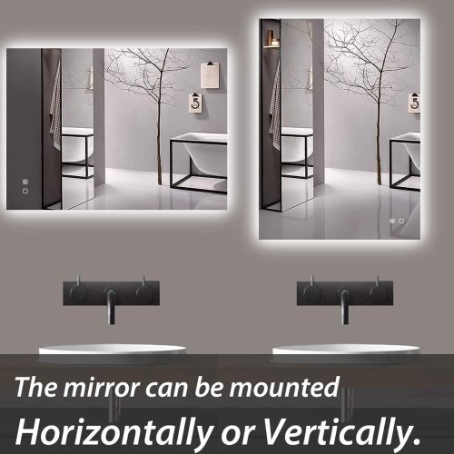 Aluminum Frame Rectangle 3 Color Led Copper Free Bathroom Mirror With Defogger And Dimmable Touch Switch