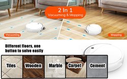 White Robotic Vacuum Cleaner And Mop Works With Alexa And Google
