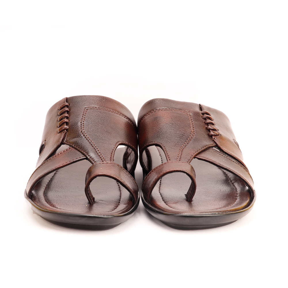 Men's Brown Pu Slippers - Pvc Upper, Sizes 7 To 10 | Lightweight, Slip-on Design, Water Resistant, Anti-skid, Flexible Comfort Features