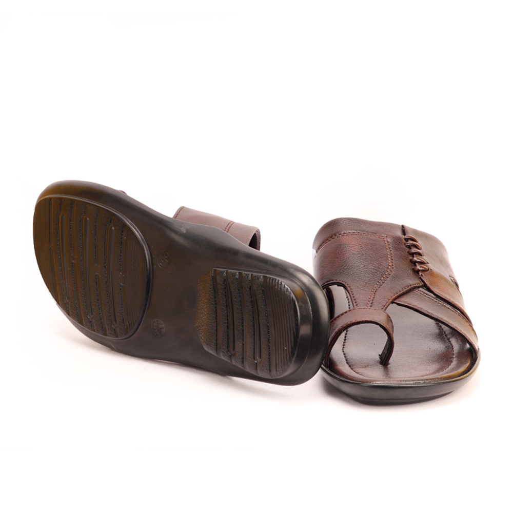 Men's Brown Pu Slippers - Pvc Upper, Sizes 7 To 10 | Lightweight, Slip-on Design, Water Resistant, Anti-skid, Flexible Comfort Features