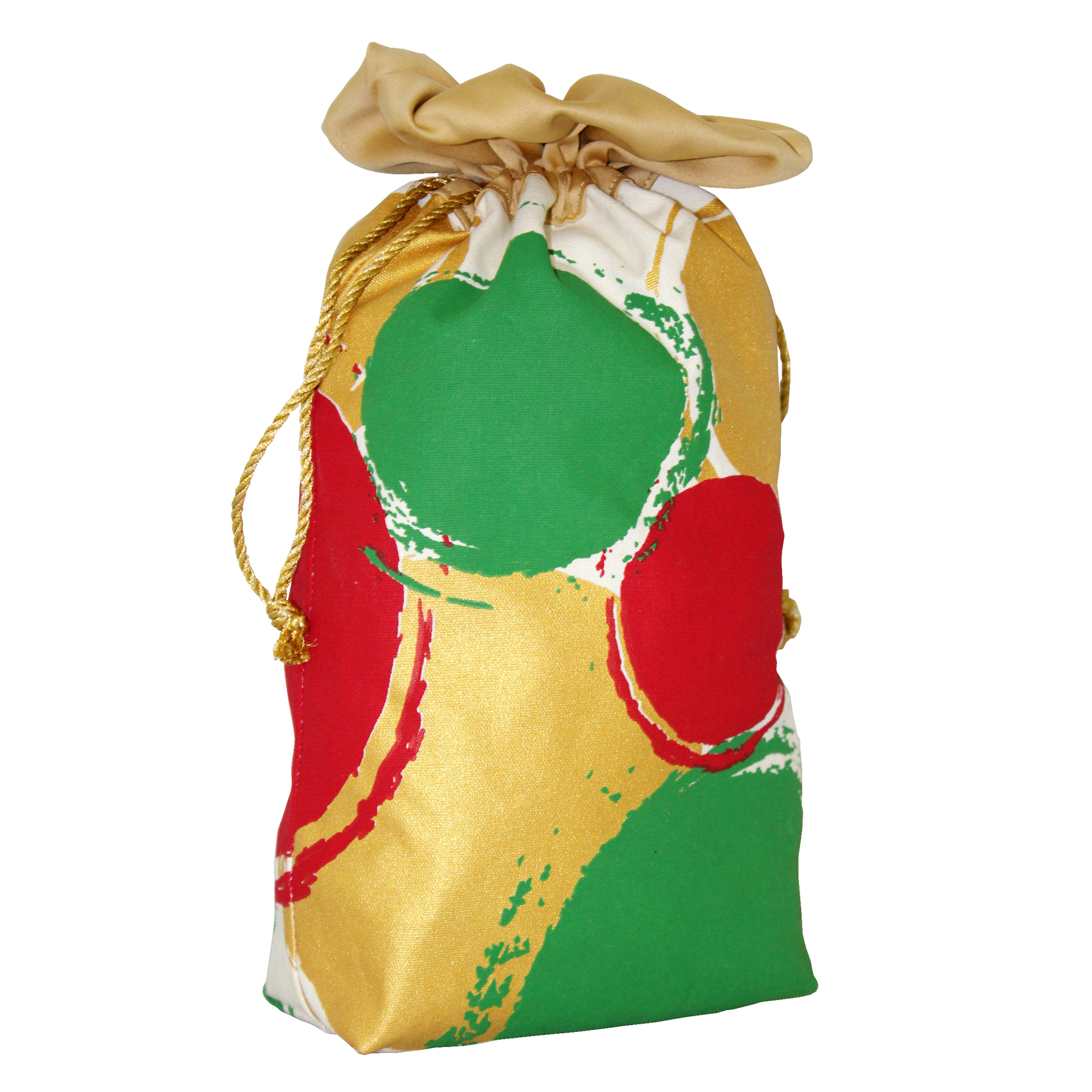 Canvas Drawstring Pouch - 10 Oz Multi-color Circle Print, Eco-friendly Bio-degradable Satin Lining, Without Handle, 43x29x13 Cm, Drawstring Closure, 153g Weight