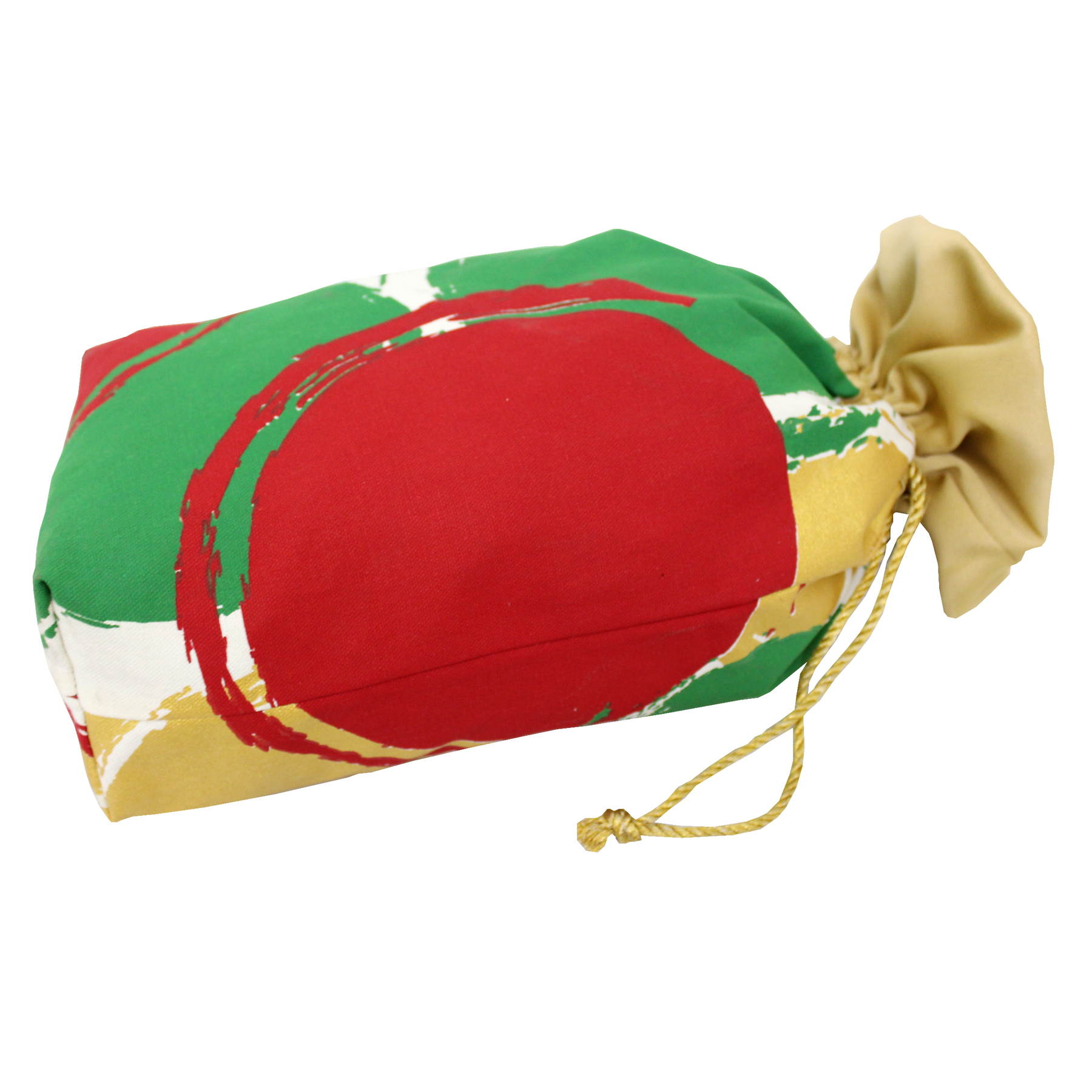 Canvas Drawstring Pouch - 10 Oz Multi-color Circle Print, Eco-friendly Bio-degradable Satin Lining, Without Handle, 43x29x13 Cm, Drawstring Closure, 153g Weight