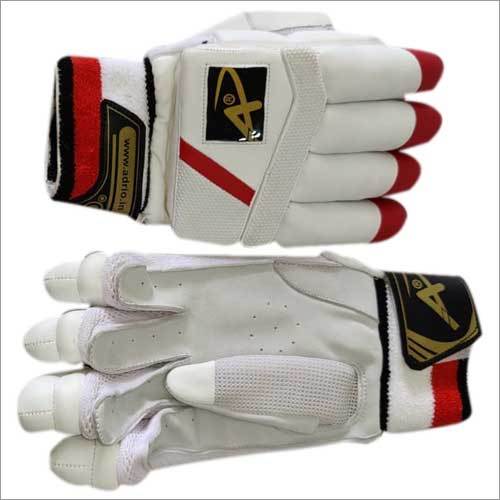 Cricket Batting Gloves - Full Finger, 200 g Weight | Polyester Material, Strap Closure, White Color, Livlon Soft Leather Palm