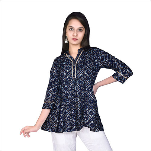 Indian Ladies Bandhani Print Tunic Top