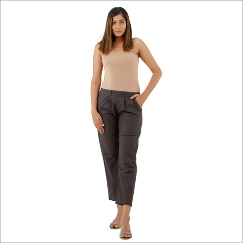 Ladies Casual Pants - Cotton Fabric, Plain Pattern, All Season Wear | Soft Texture, No Fade, Ideal for Tops, T-Shirts, and Shirts