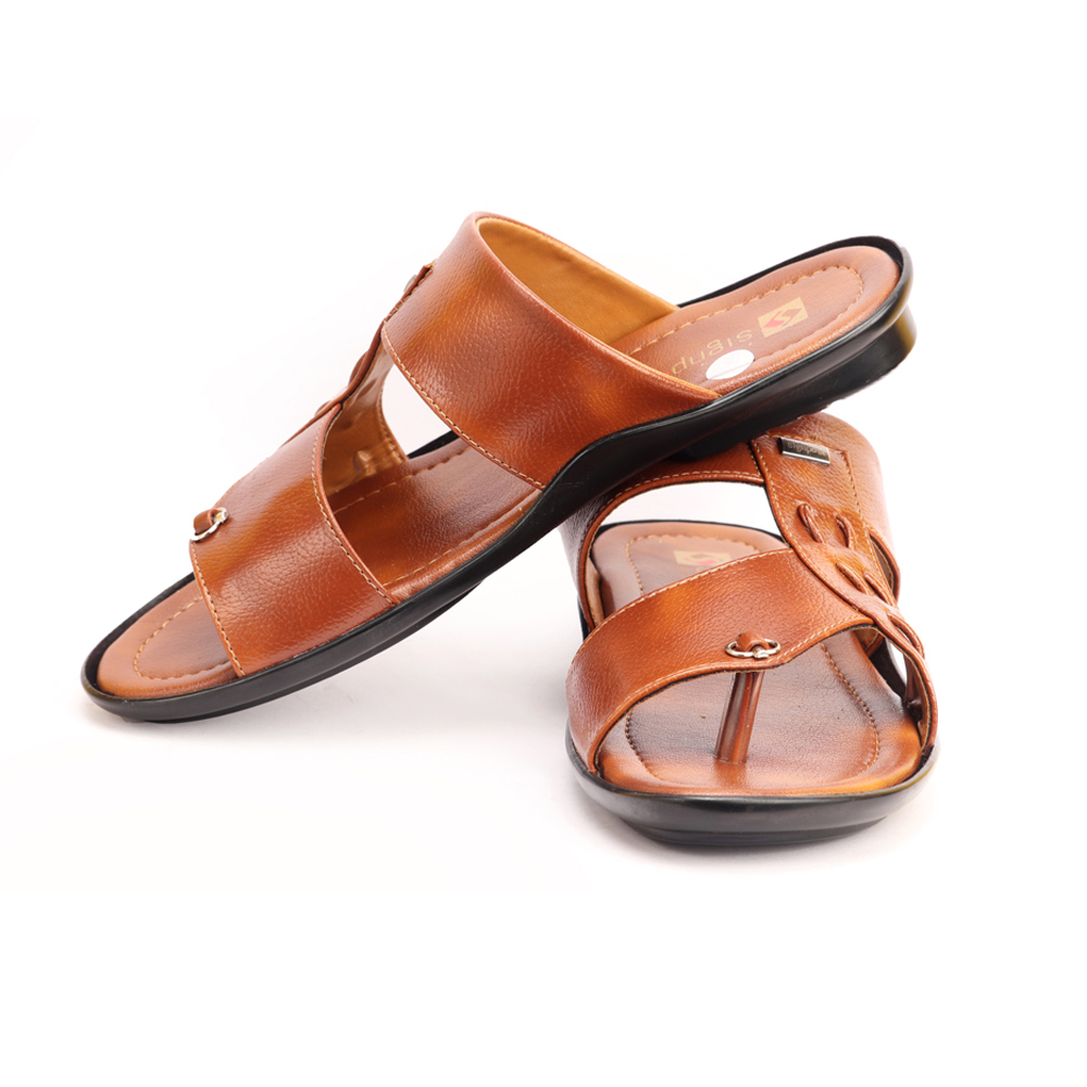 Pu Men's Tan Comfort Slippers