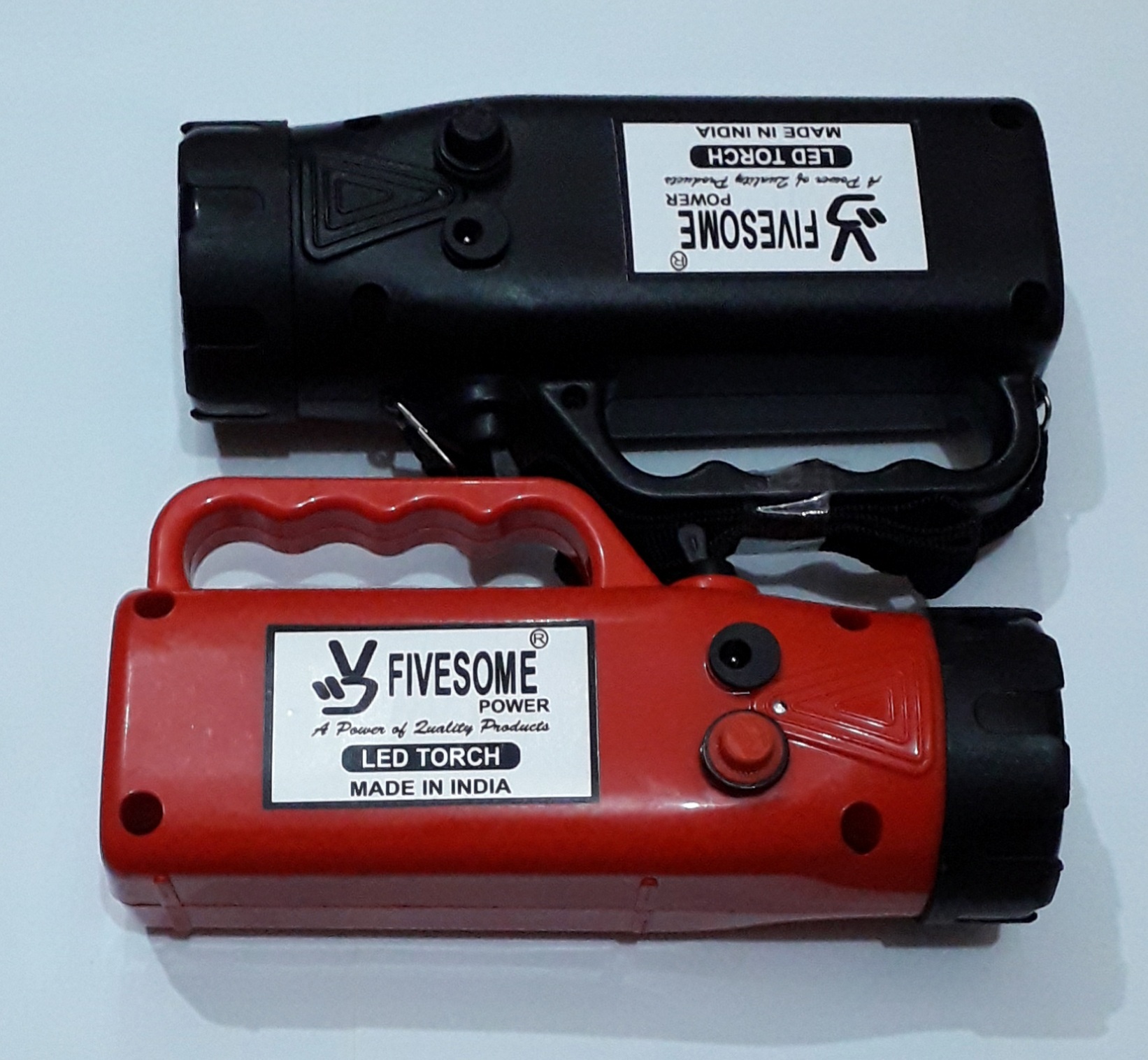 Led Torch - Abs Plastic, 5x2x2 Inches, Black & Red | 1 Km Focus, Heavy Lead Acid 4v 4.5ah Battery, White Light, 5w Power, Horizontal Shape