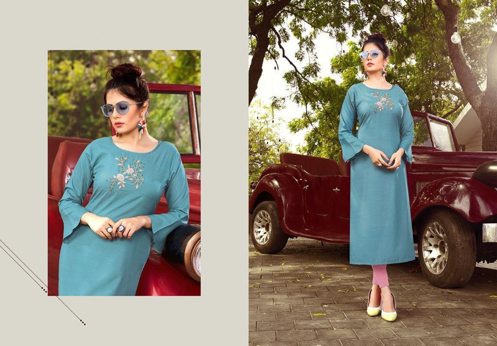Long Kurti - Cotton Embroidered, Available In S/m/l/xl Sizes | Breathable, Washable, Long Sleeves, Perfect For Casual And Formal Occasions