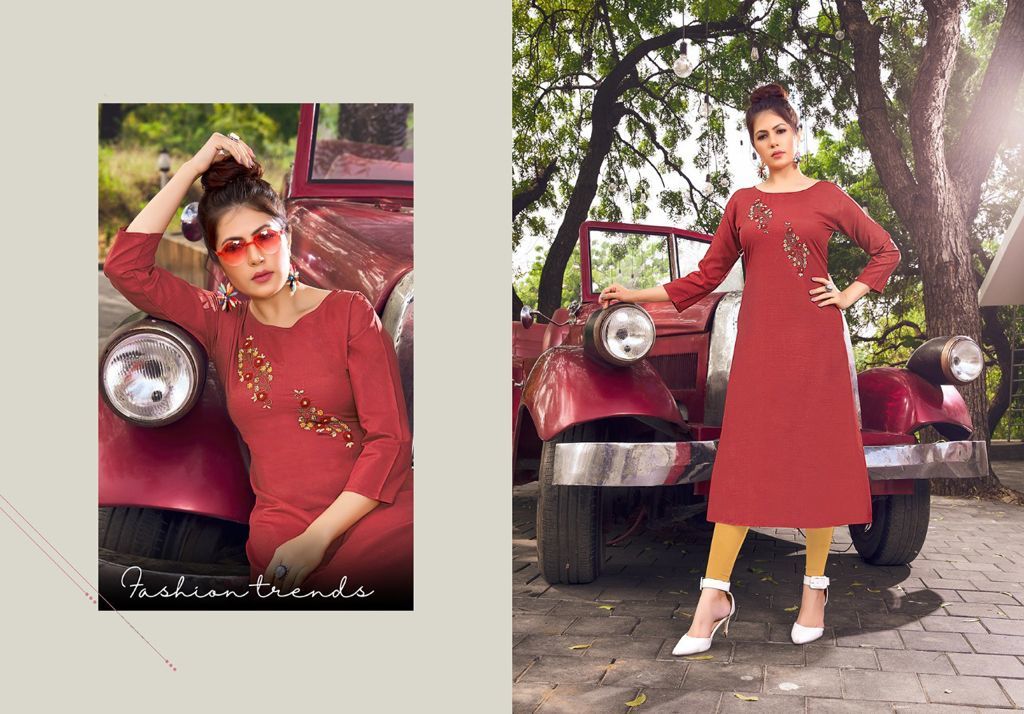 Long Kurti - Cotton Embroidered, Available In S/m/l/xl Sizes | Breathable, Washable, Long Sleeves, Perfect For Casual And Formal Occasions