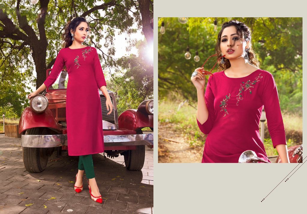 Long Kurti - Cotton Embroidered, Available In S/m/l/xl Sizes | Breathable, Washable, Long Sleeves, Perfect For Casual And Formal Occasions