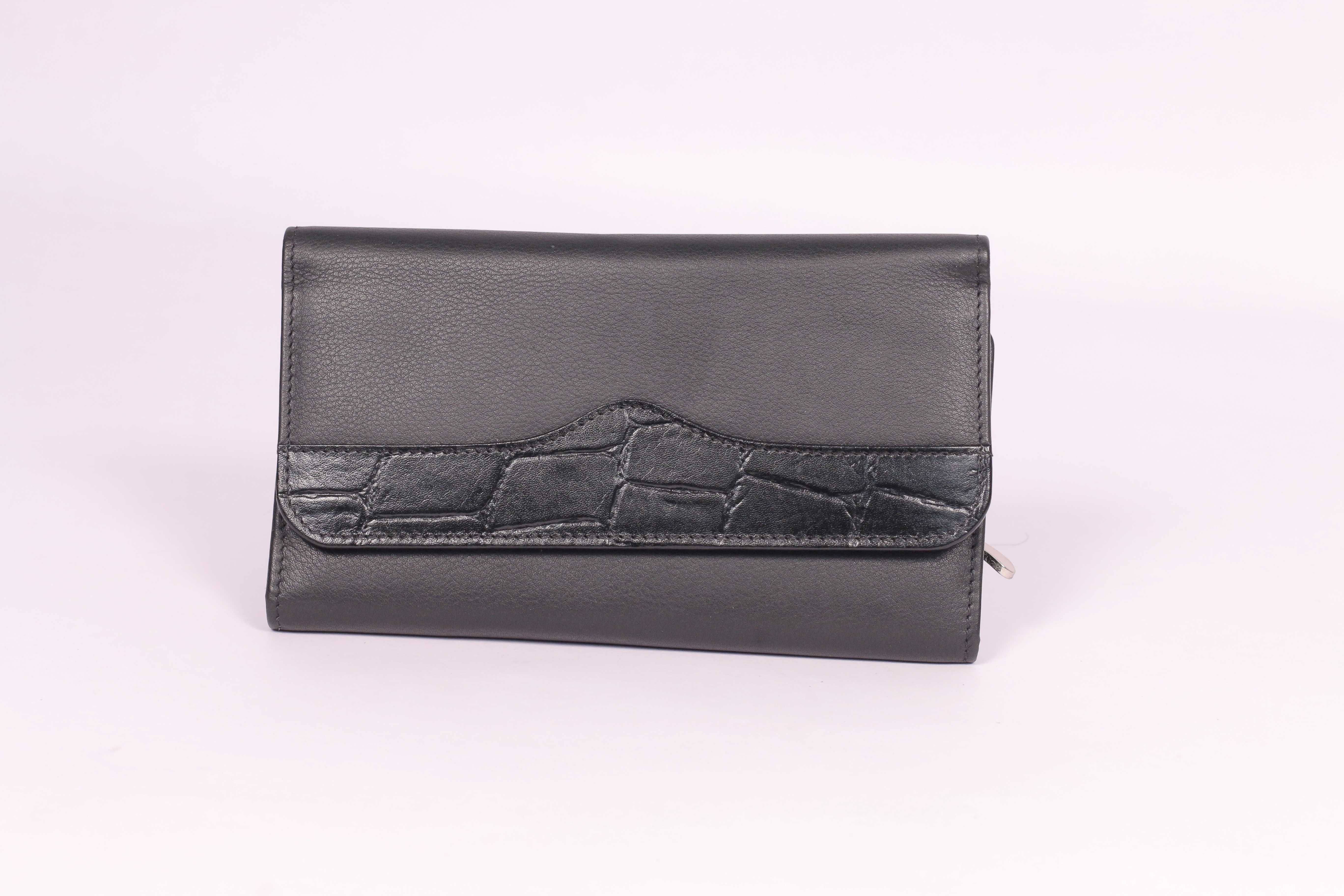 Genuine Pure Leather Wallet - Rfid Protected, Folded Design In Black Or Tan, Modern Style