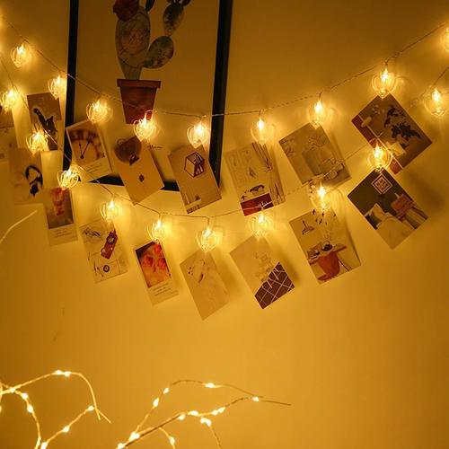 16 LED Warm White Heart Clip Light - PVC Material, 220 Volt Input Voltage | Ideal for Photo Display, Indoor/Outdoor Use, Safe for Children and Pets