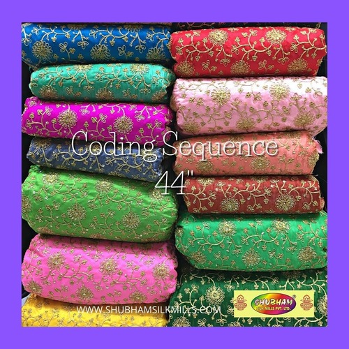 Satin Banglori Coding Sequence Fabric - 44 Inch Width, 100cm Length | Washable, Embroidered, Multipurpose in All Light & Dark Colors