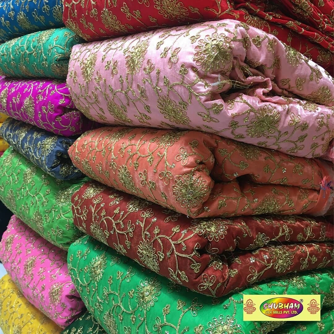 Satin Banglori Coding Sequence Fabric - 44 Inch Width, 100cm Length | Washable, Embroidered, Multipurpose In All Light & Dark Colors