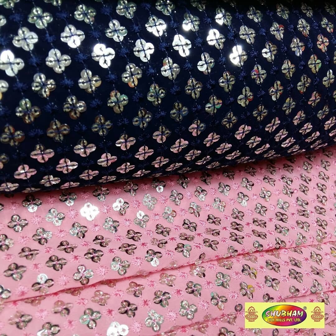 Washable Party Wear Georgette Embroidery Fabric