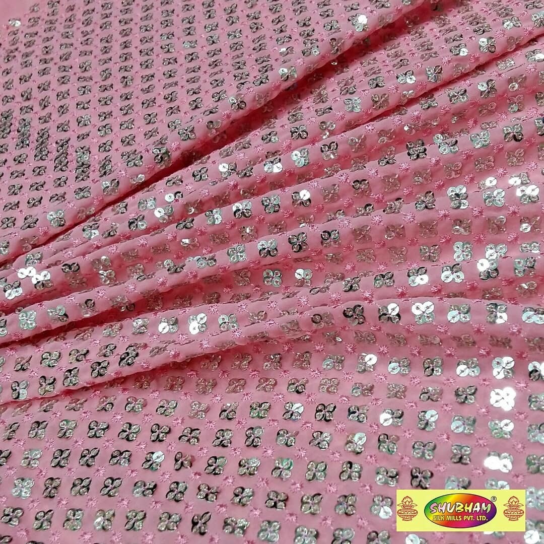 Washable Party Wear Georgette Embroidery Fabric