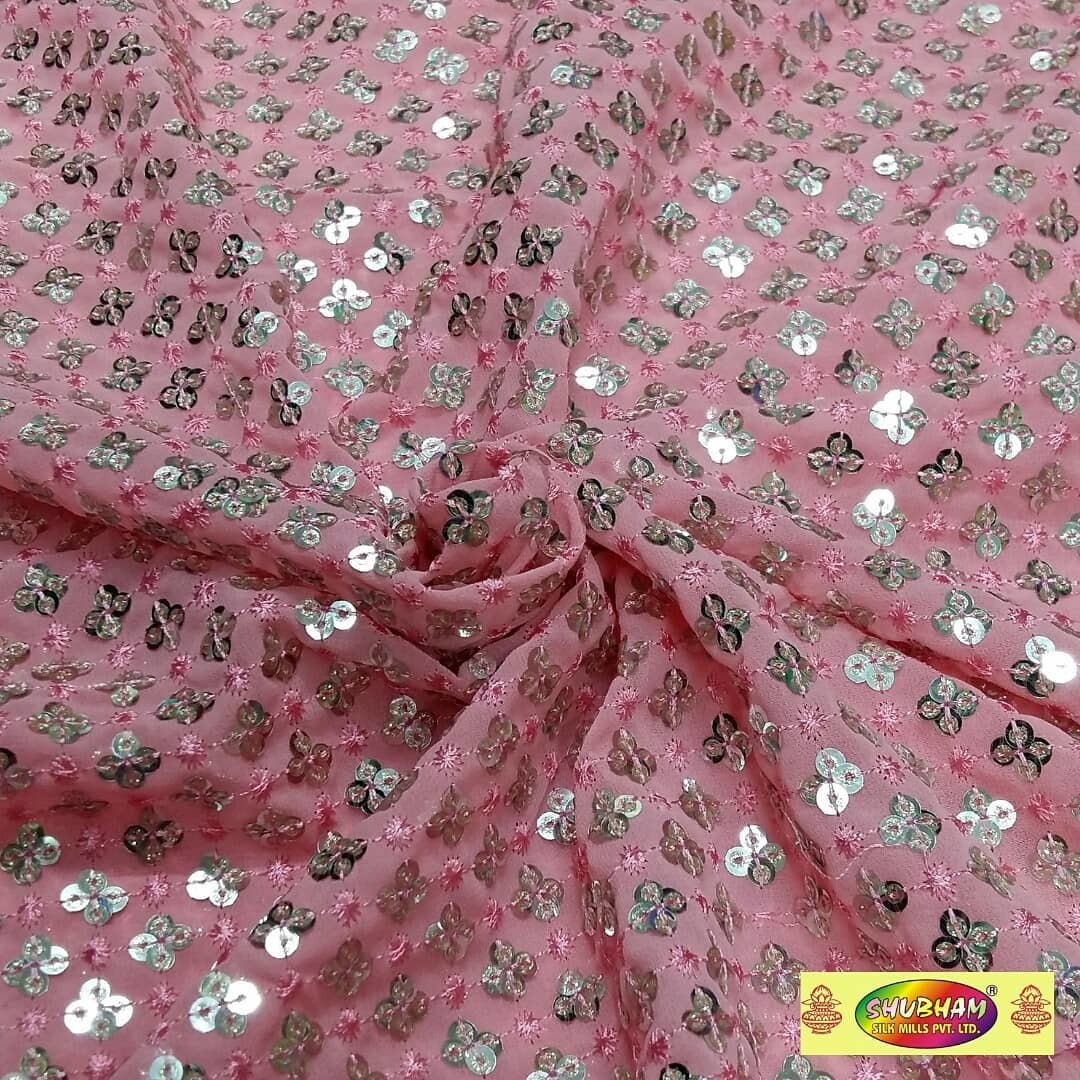 Washable Party Wear Georgette Embroidery Fabric