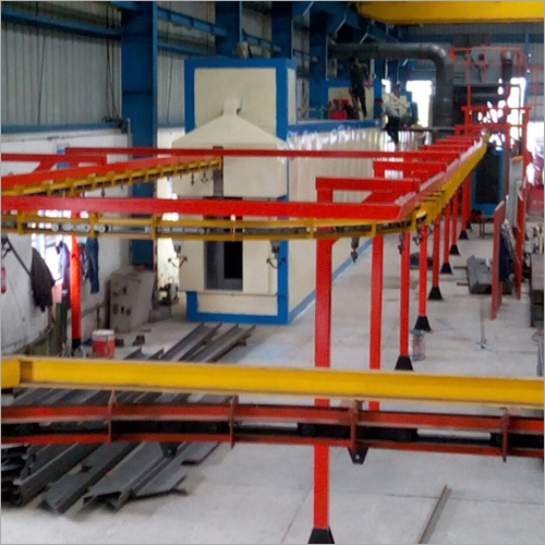 फोर व्हील कन्वेयर पाउडर कोटिंग प्लांट औद्योगिक