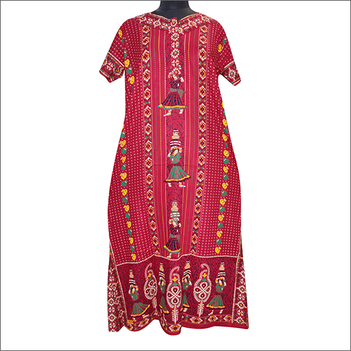 Ladies Printed Nighty - Cotton Blend, Short Sleeves | Printed Design for All Seasons: Rainy, Spring, Summer, Winter
