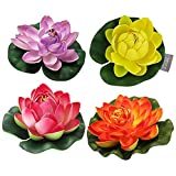 Artificial Lotus Floating Flowers - Plastic, 12 X 12 X 6 Centimeters, Multicolour Set Of 3 | Ideal For Home And Office Decor, Handmade Foam Flowers For Weddings And Crafts