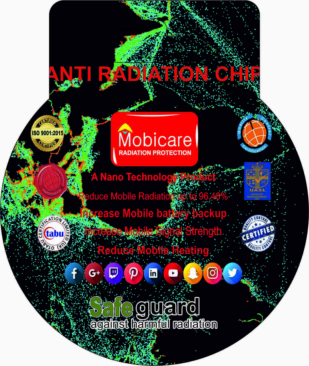 Anti Radiation Chip Mod - Ceramic 25x25 Mm, 20db Emi Shielding | Radiation Reduction, Battery Backup, Signal Boost