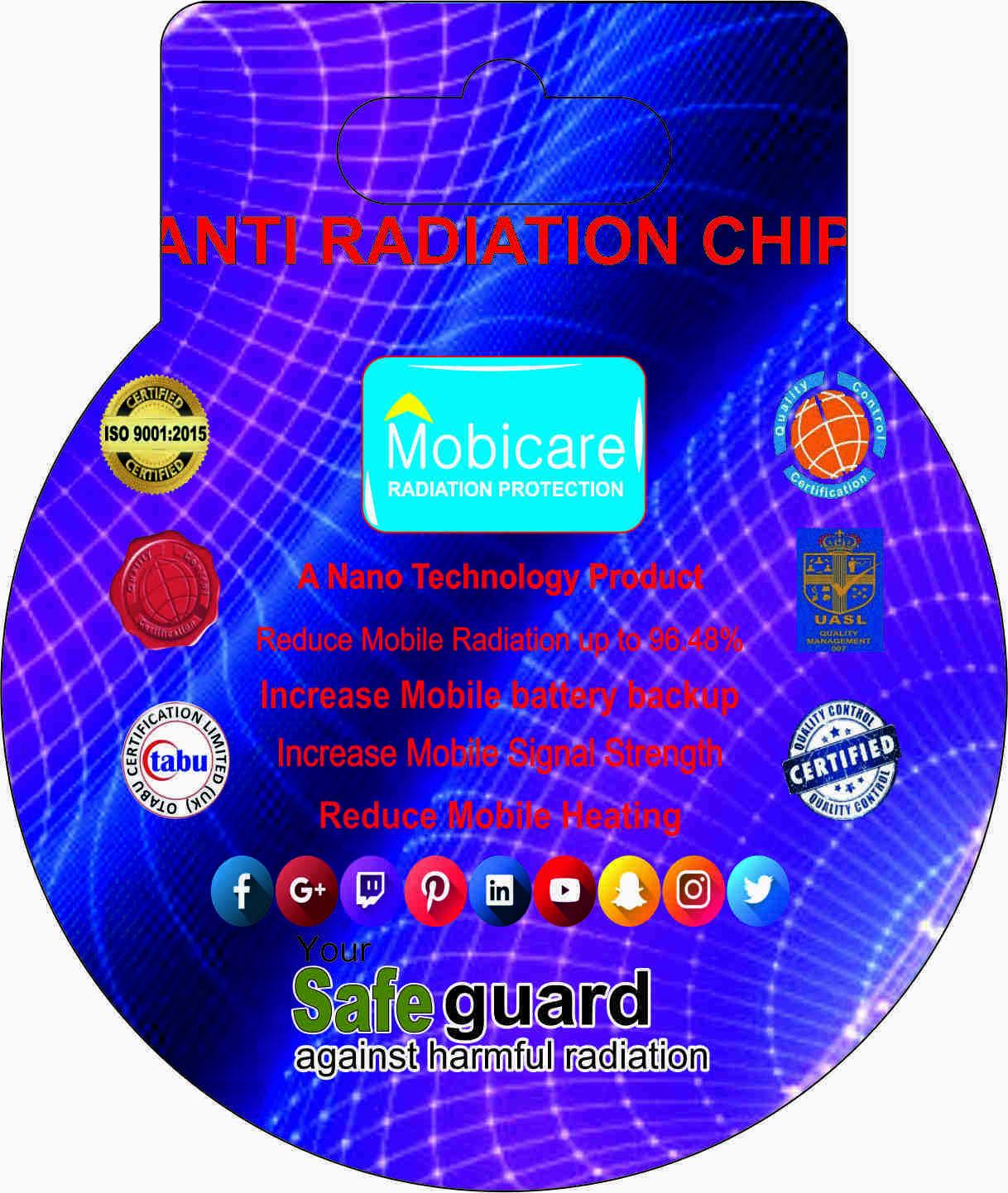 Anti Radiation Chip Mod - Ceramic 25x25 Mm, 20db Emi Shielding | Radiation Reduction, Battery Backup, Signal Boost