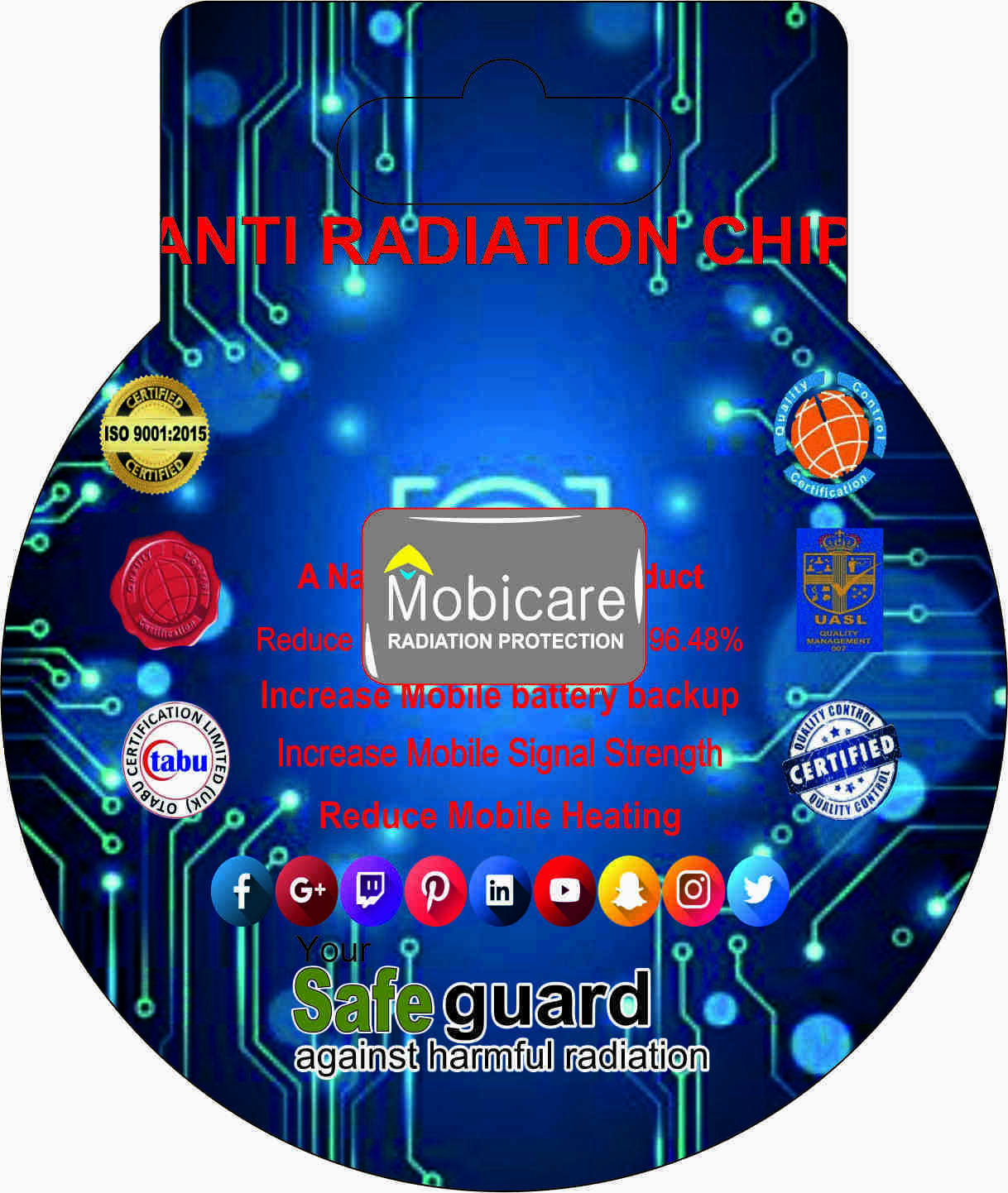 Anti Radiation Chip Mod - Ceramic 25x25 Mm, 20db Emi Shielding | Radiation Reduction, Battery Backup, Signal Boost